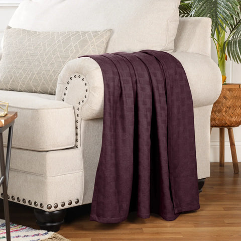 100% Cotton Thermal Blanket – Basketweave All-Season, Lightweight & Breathable
