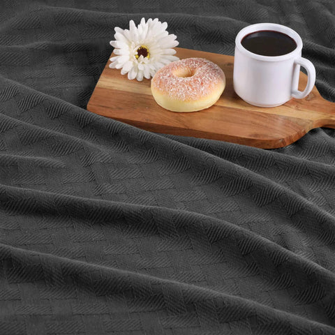 100% Cotton Thermal Blanket – Basketweave All-Season, Lightweight & Breathable