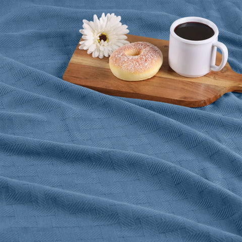 100% Cotton Thermal Blanket – Basketweave All-Season, Lightweight & Breathable