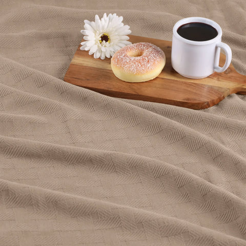 100% Cotton Thermal Blanket – Basketweave All-Season, Lightweight & Breathable
