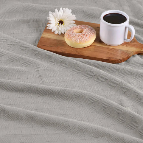 100% Cotton Thermal Blanket – Basketweave All-Season, Lightweight & Breathable