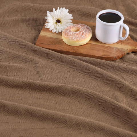100% Cotton Thermal Blanket – Basketweave All-Season, Lightweight & Breathable