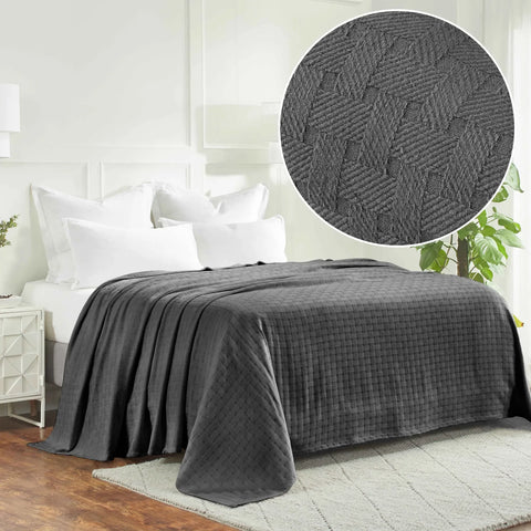 100% Cotton Thermal Blanket – Basketweave All-Season, Lightweight & Breathable