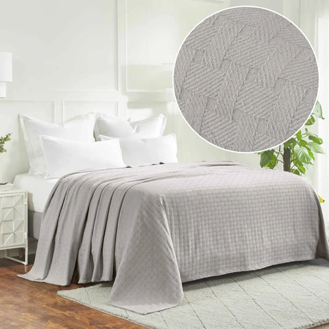 100% Cotton Thermal Blanket – Basketweave All-Season, Lightweight & Breathable