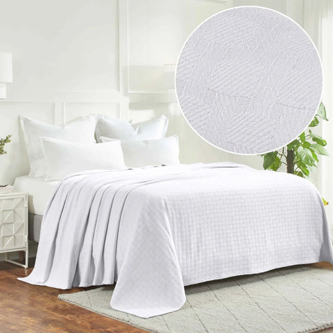 100% Cotton Thermal Blanket – Basketweave All-Season, Lightweight & Breathable