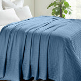 100% Cotton Thermal Blanket – Basketweave All-Season, Lightweight & Breathable