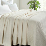 100% Cotton Thermal Blanket – Basketweave All-Season, Lightweight & Breathable