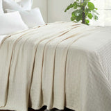 100% Cotton Thermal Blanket – Basketweave All-Season, Lightweight & Breathable