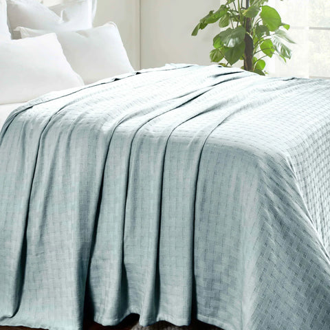 100% Cotton Thermal Blanket – Basketweave All-Season, Lightweight & Breathable