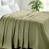 100% Cotton Thermal Blanket – Basketweave All-Season, Lightweight & Breathable
