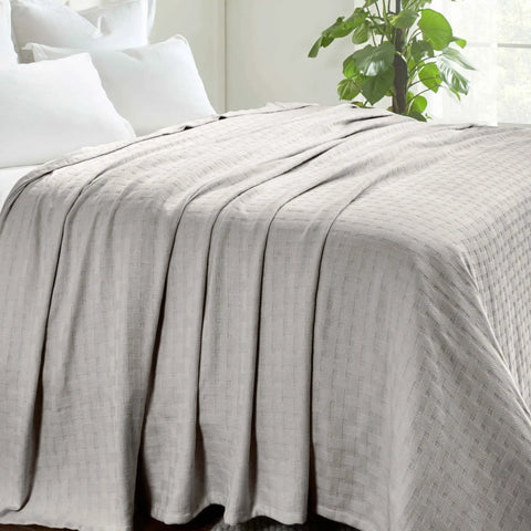 100% Cotton Thermal Blanket – Basketweave All-Season, Lightweight & Breathable