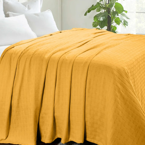 100% Cotton Thermal Blanket – Basketweave All-Season, Lightweight & Breathable
