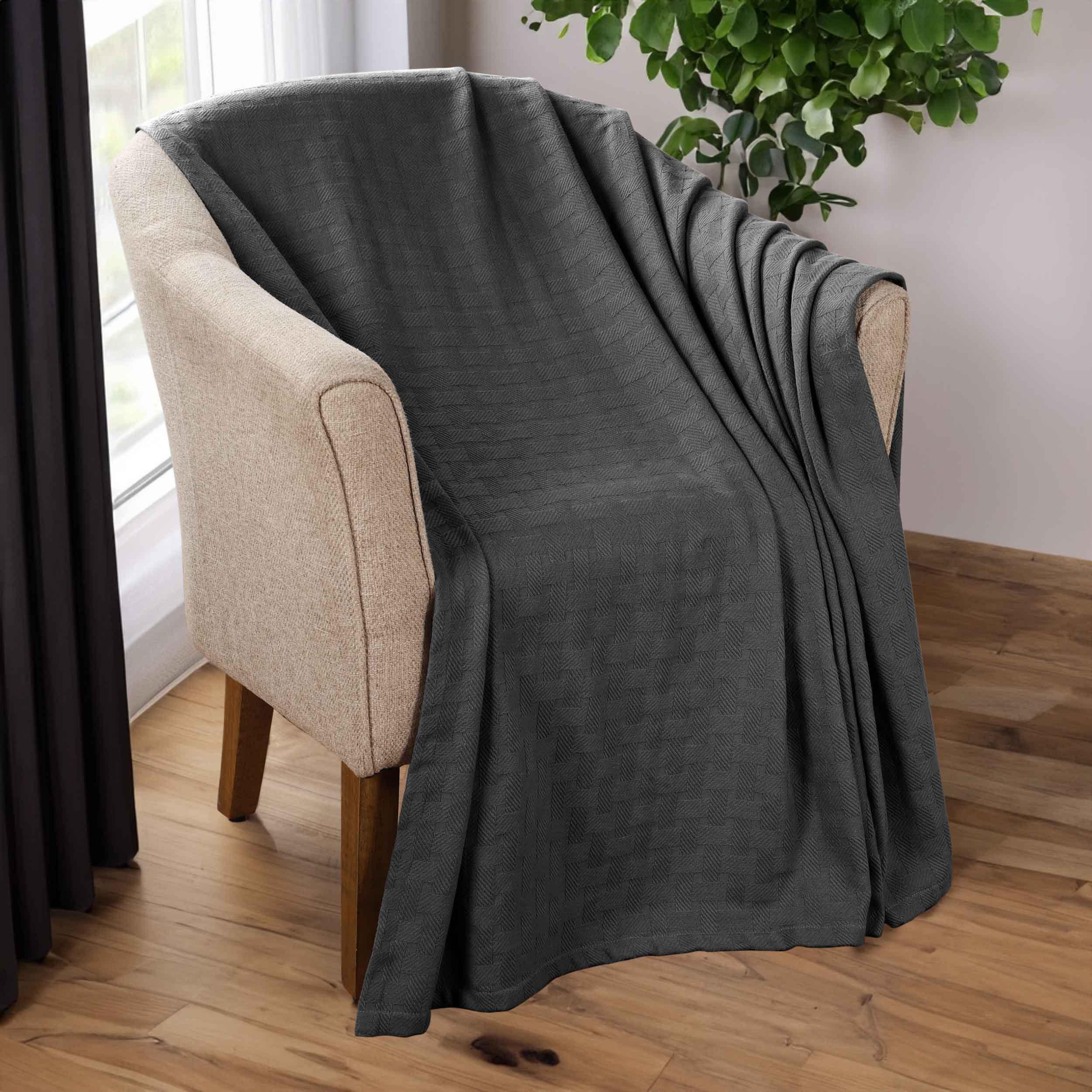 Basketweave Classic Farmhouse All-Season Cotton Blanket