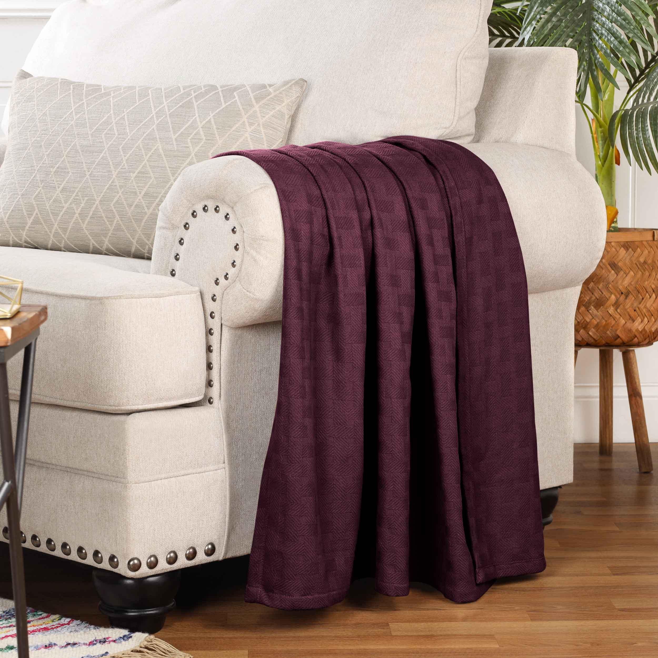 Basketweave Classic Farmhouse All-Season Cotton Blanket