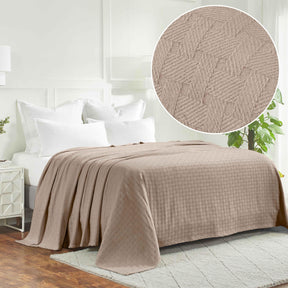 Basketweave Classic Farmhouse All-Season Cotton Blanket
