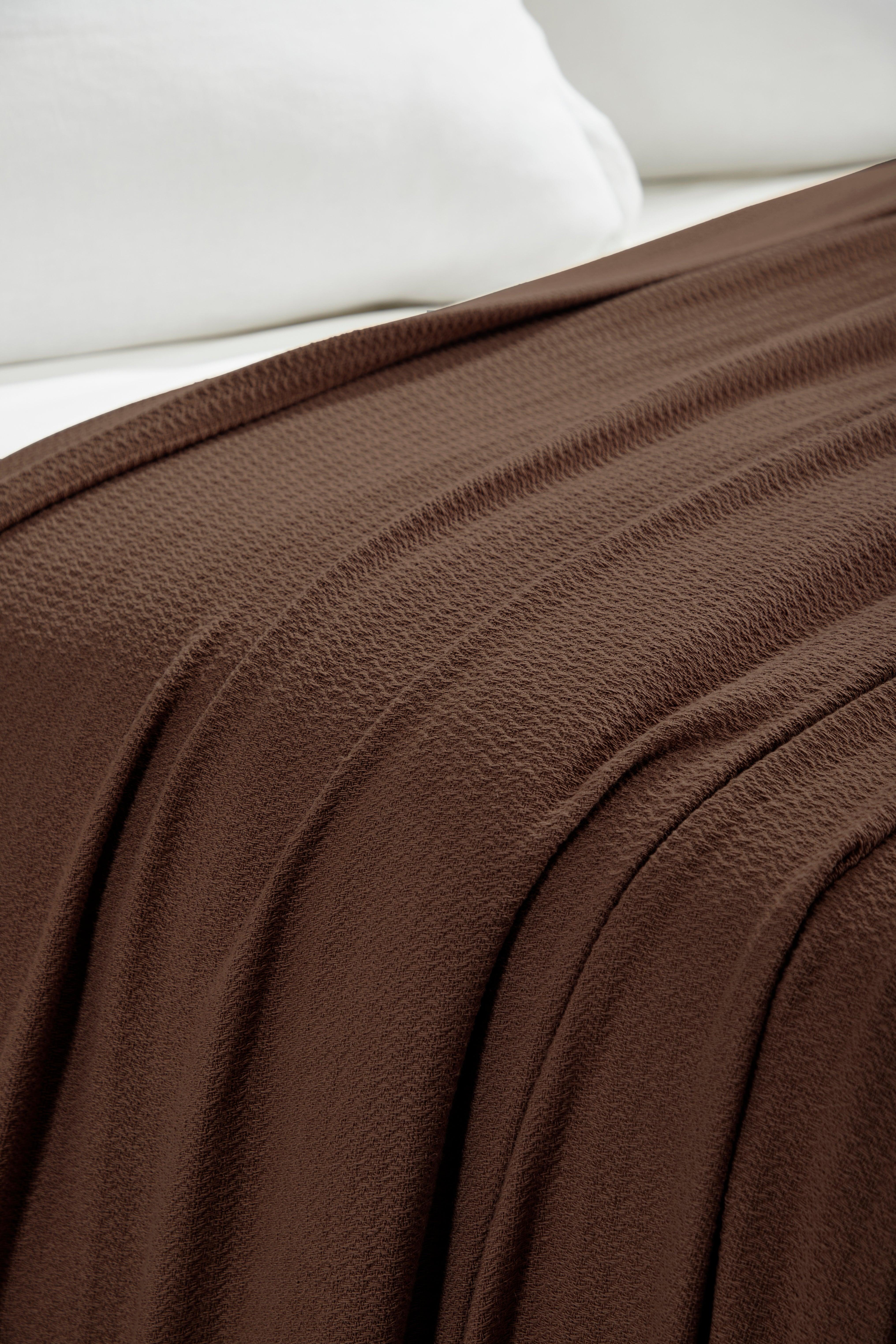 Waffle Weave Honeycomb Knit Soft Solid Textured Cotton Blanket