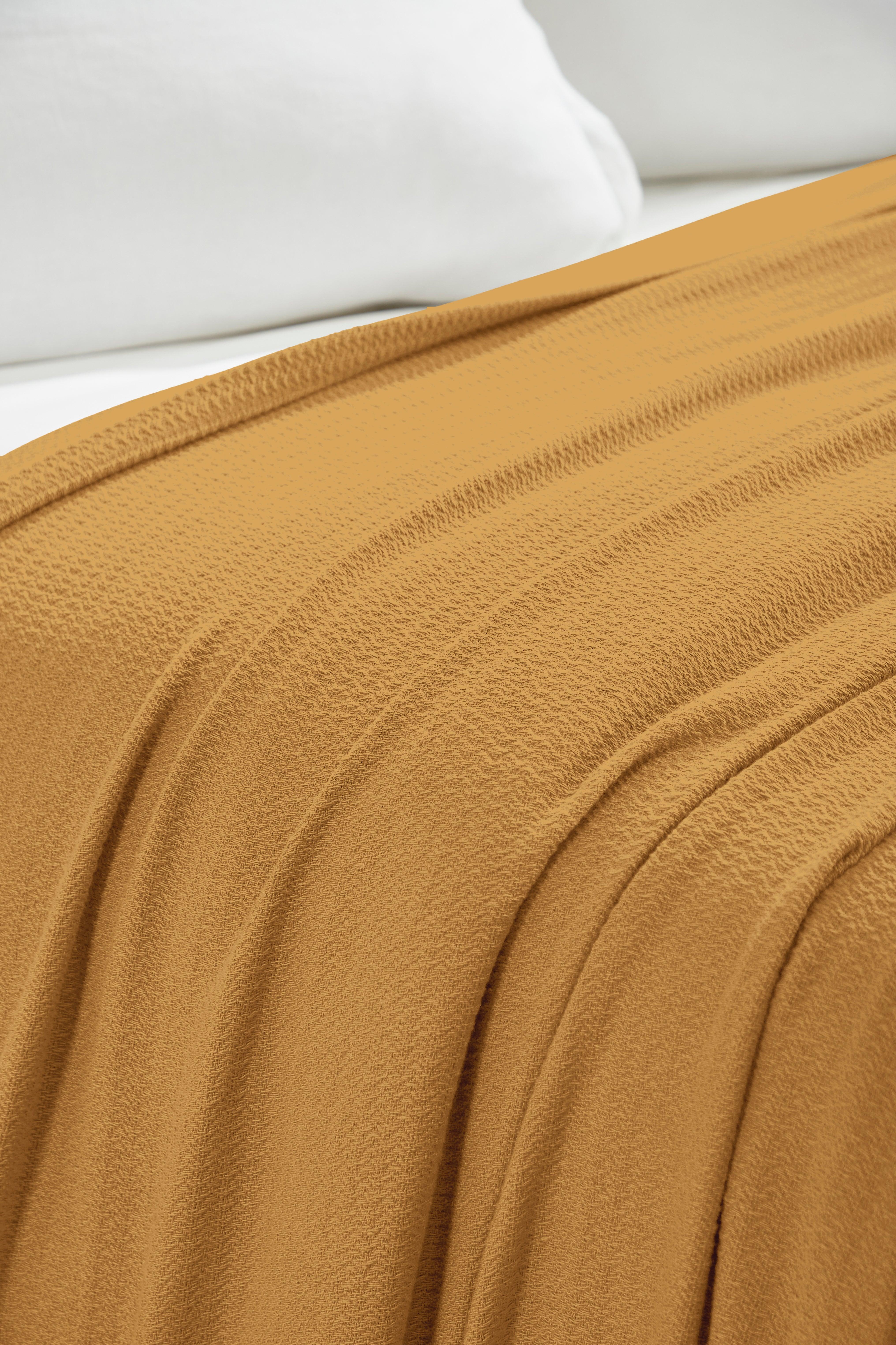Waffle Weave Honeycomb Knit Soft Solid Textured Cotton Blanket