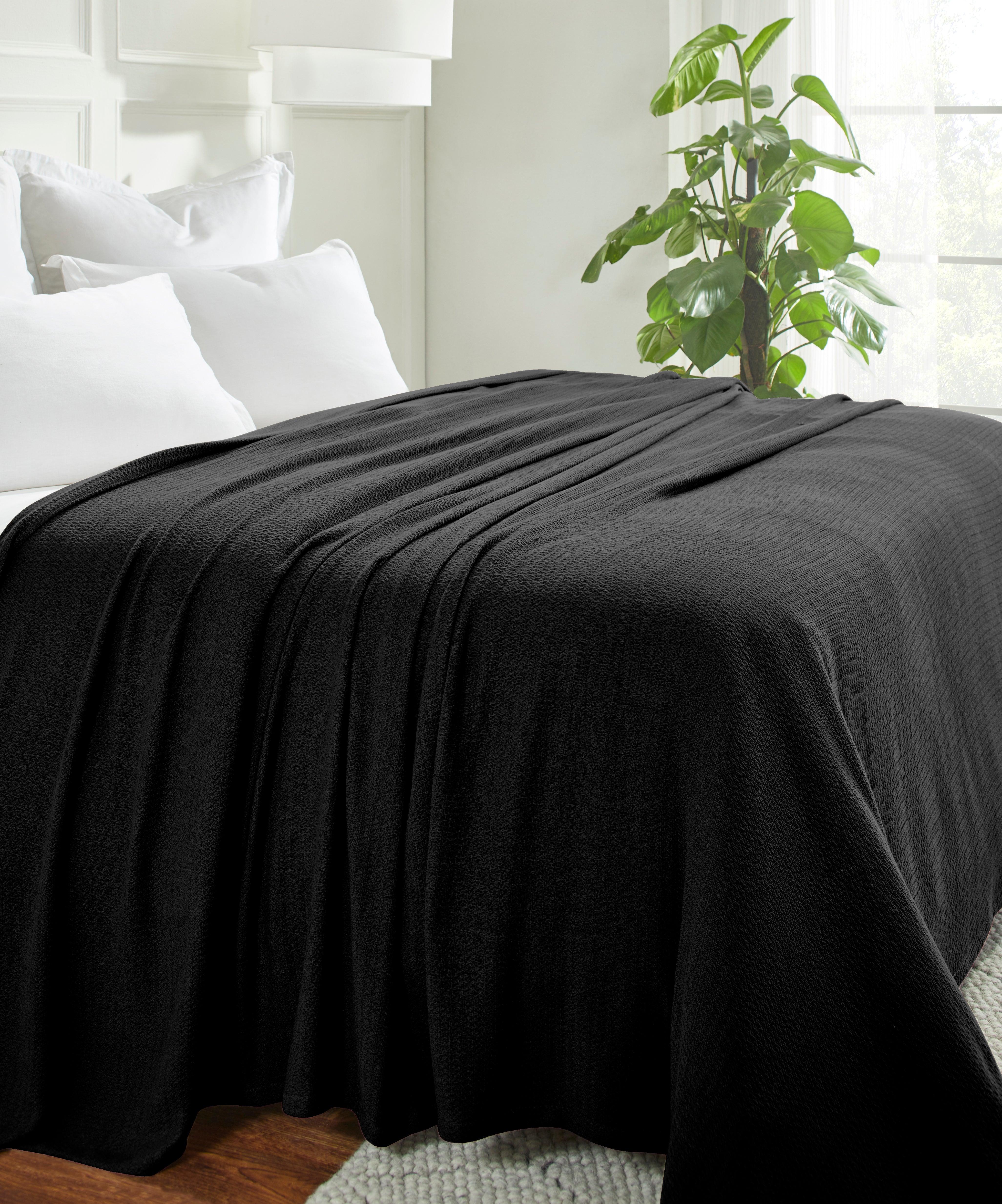 Waffle Weave Honeycomb Knit Soft Solid Textured Cotton Blanket