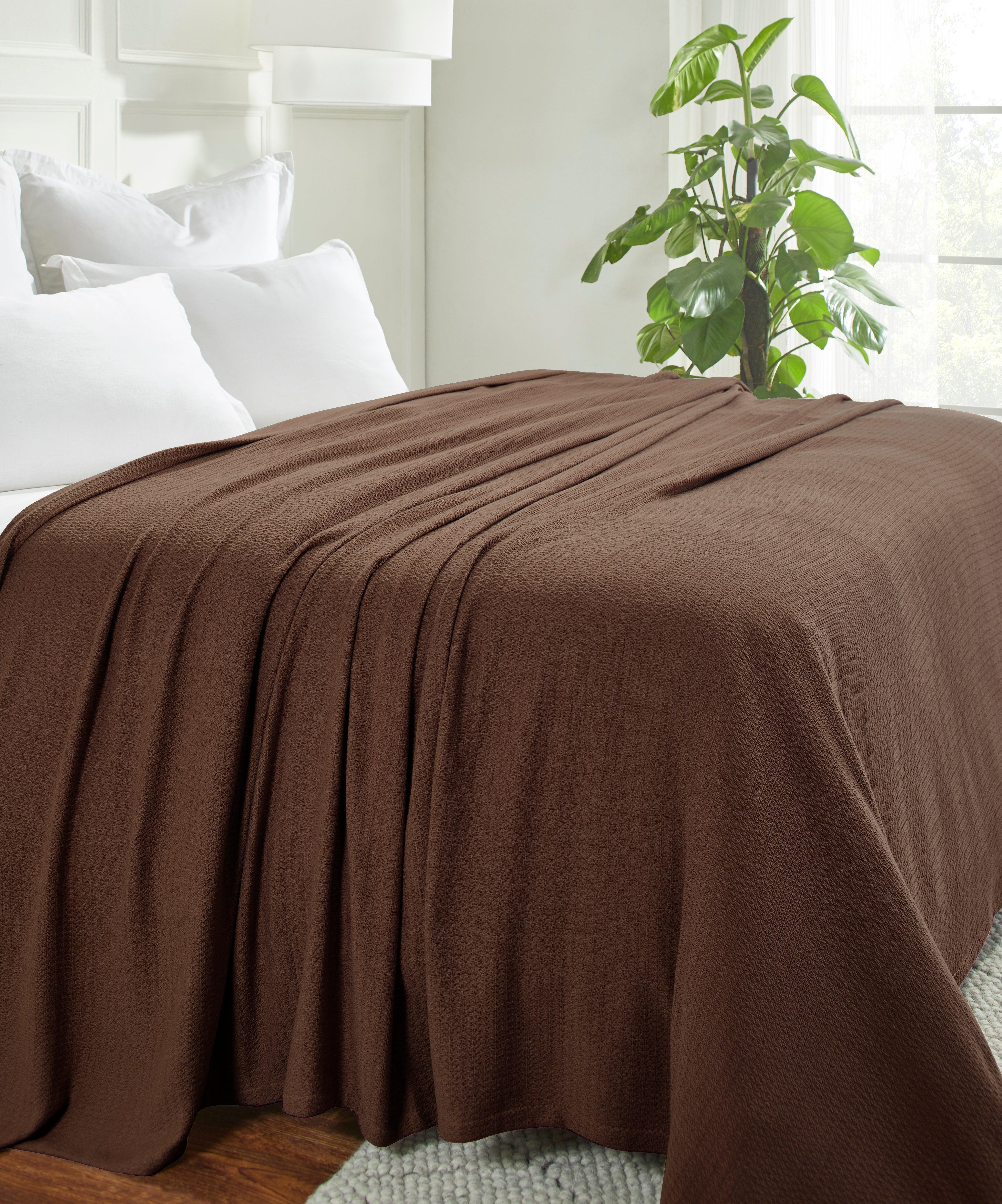 Waffle Weave Honeycomb Knit Soft Solid Textured Cotton Blanket