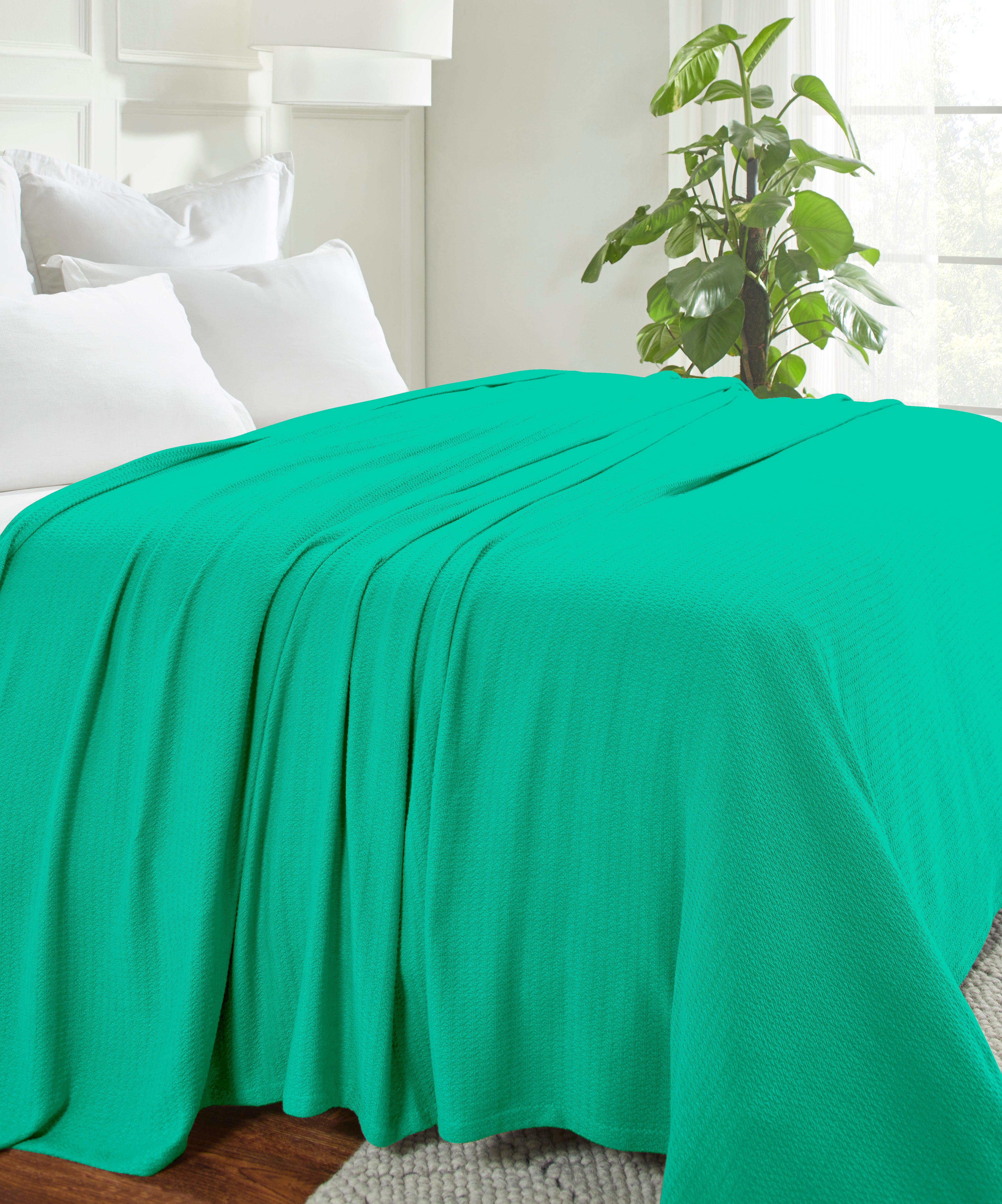 Waffle Weave Honeycomb Knit Soft Solid Textured Cotton Blanket
