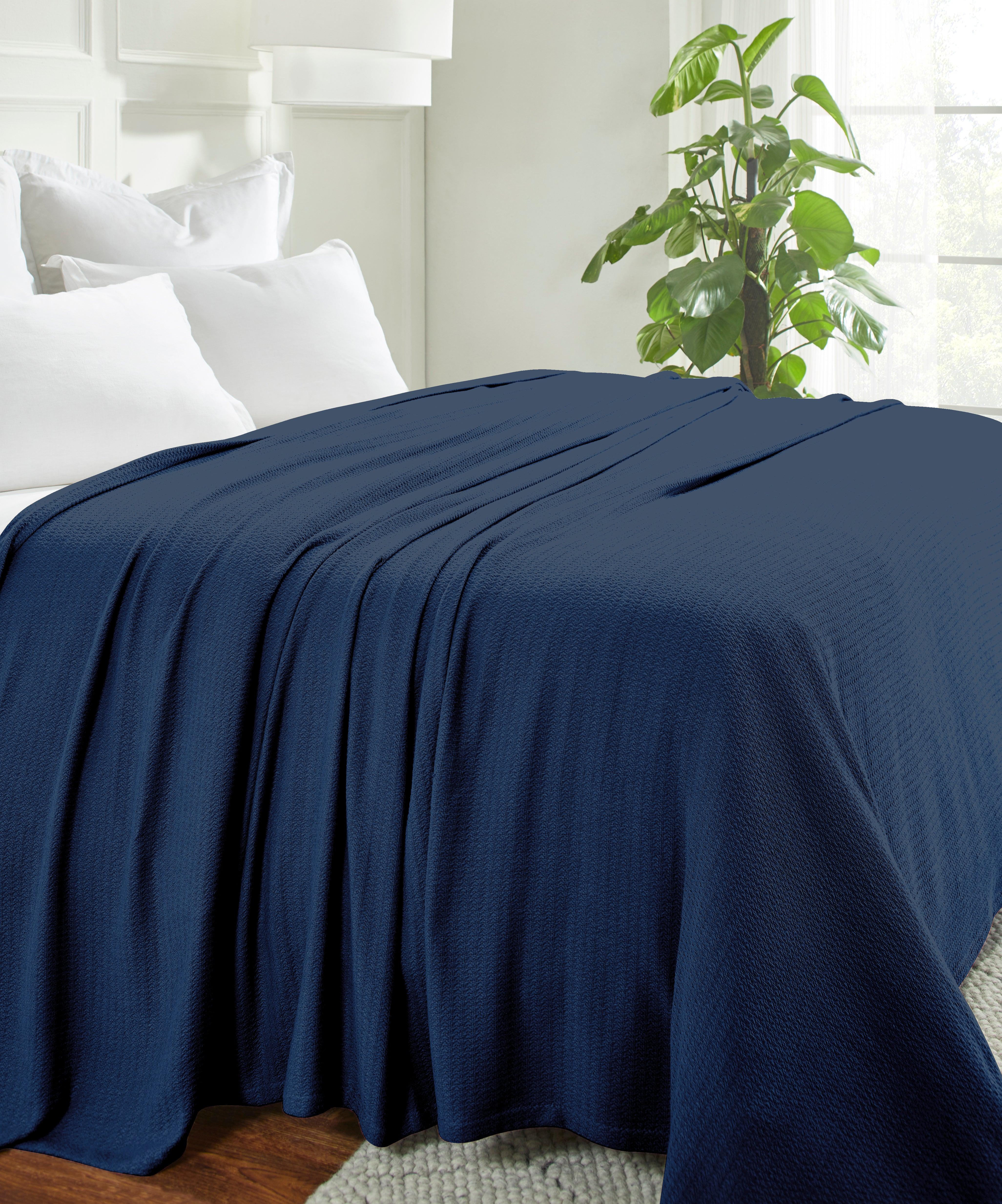 Waffle Weave Honeycomb Knit Soft Solid Textured Cotton Blanket