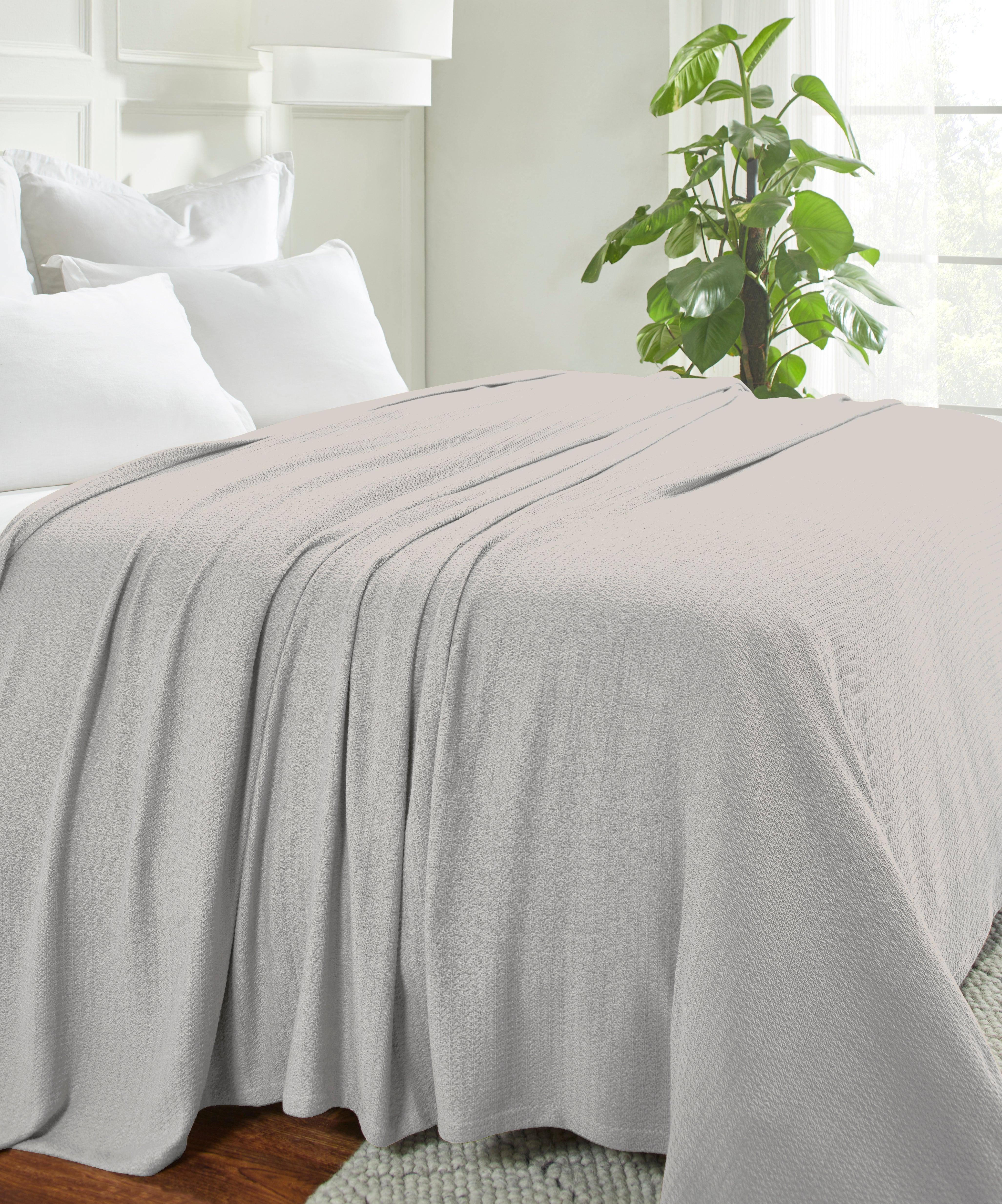 Waffle Weave Honeycomb Knit Soft Solid Textured Cotton Blanket