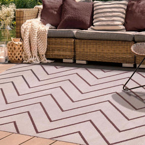 Contemporary Chevron Zig-Zag Indoor Outdoor Area Rug