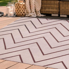 Contemporary Chevron Zig-Zag Indoor Outdoor Area Rug