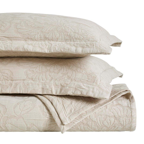 Cotton Bedspread Sets 3-Piece Hibiscus Floral Jacquard Matelassé