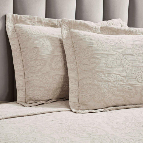 Cotton Bedspread Sets 3-Piece Hibiscus Floral Jacquard Matelassé