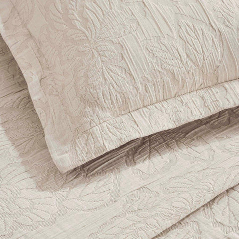 Cotton Bedspread Sets 3-Piece Hibiscus Floral Jacquard Matelassé