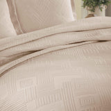 Lightweight Cotton Bedspread Sets 3-Piece Geometric Fret Jacquard Matelassé Scalloped