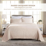 Lightweight Cotton Bedspread Sets 3-Piece Geometric Fret Jacquard Matelassé Scalloped