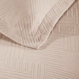 Lightweight Cotton Bedspread Sets 3-Piece Geometric Fret Jacquard Matelassé Scalloped