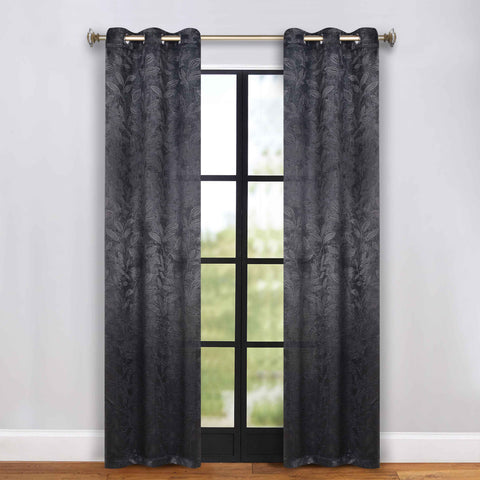 Blackout Curtains Leaves Pattern Room Darkening Grommet 2 Panels
