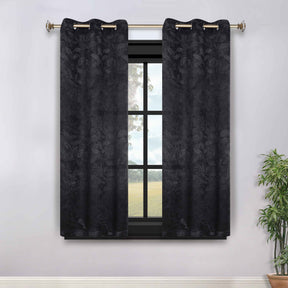 Leaves Room Darkening Grommet Blackout Curtain Panels, Set of 2