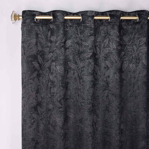 Blackout Curtains Leaves Pattern Room Darkening Grommet 2 Panels