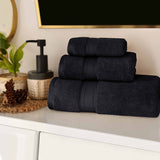 Chevron Zero Twist Solid Soft Absorbent Cotton 3 Piece Towel Set