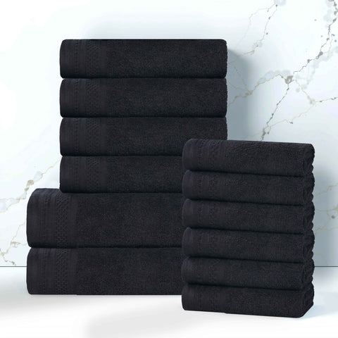 Cotton Waffle Border Towel Set 12-Piece - Honeycomb