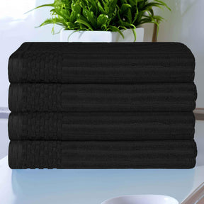 Soho Ribbed Cotton Absorbent Bath Towel Set of 4