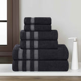 Brea Zero Twist Cotton Ribbed Geometric Border 6 Piece Towel Set