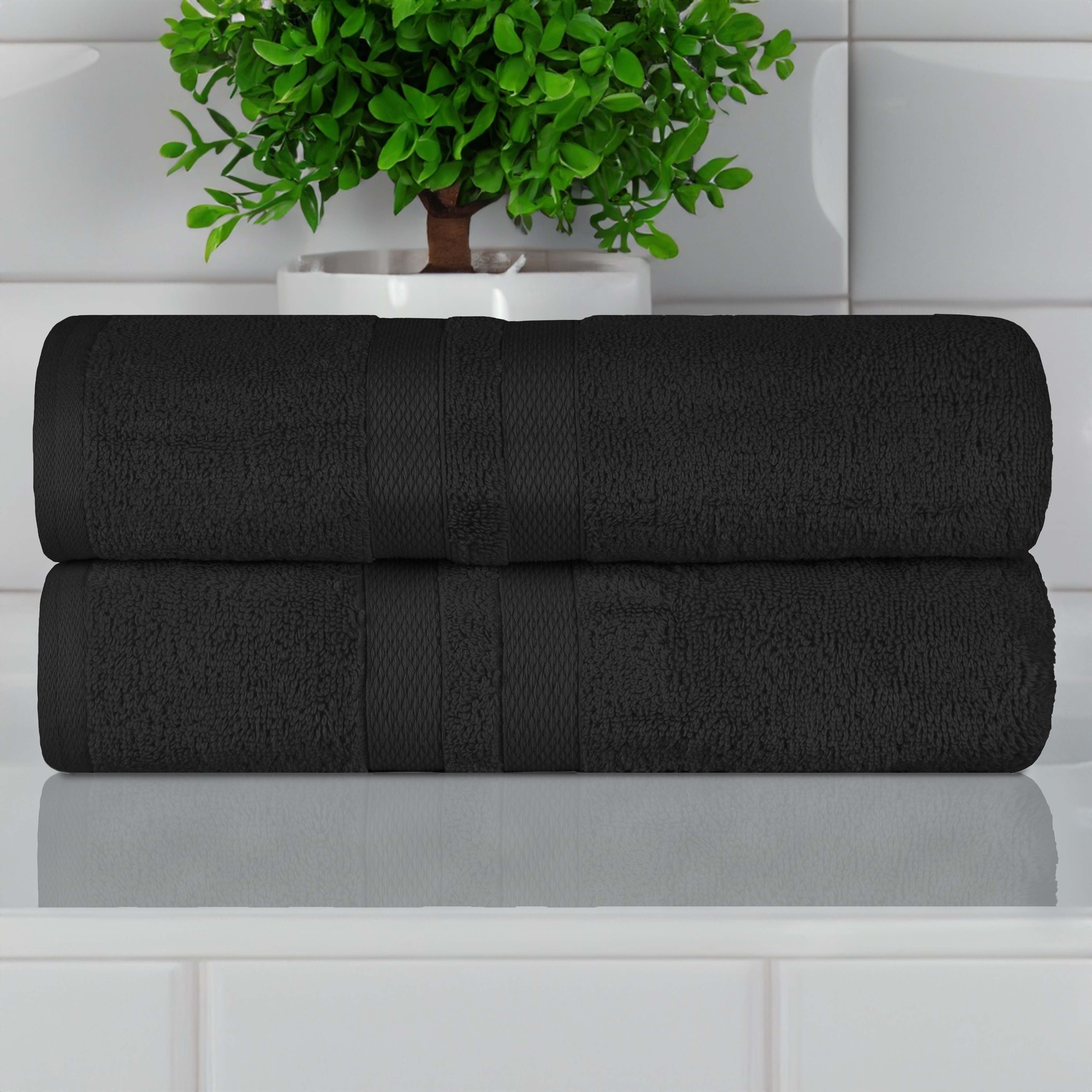 Ultra-Soft Cotton Solid Medium Weight Absorbent Bath Towel Set of 2