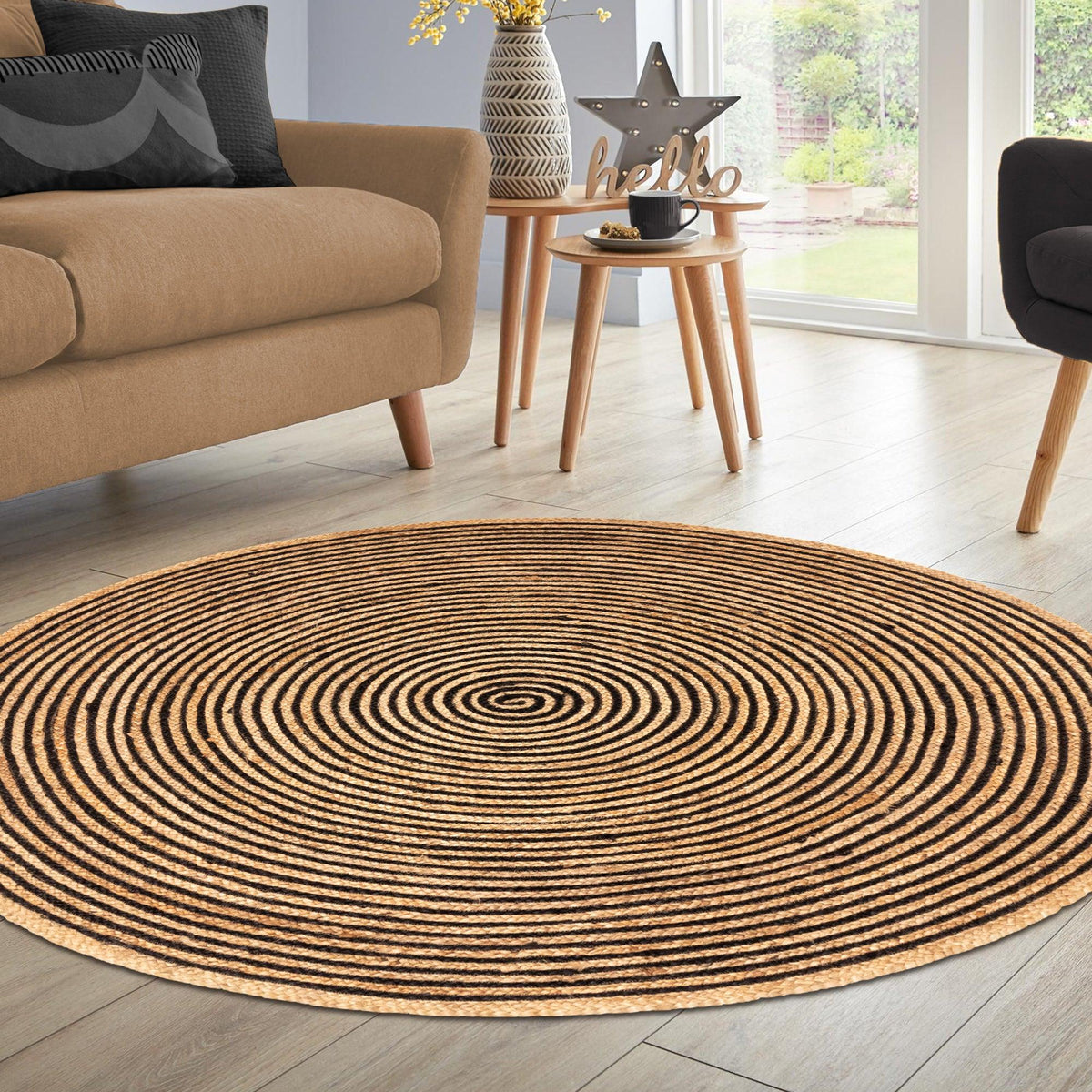 Braided Jute Reversible Round Indoor Outdoor Area Rug
