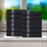 Brea Zero-Twist Cotton Ribbed Face Towel Set 12 Piece