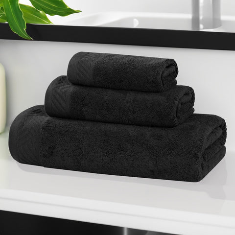Egyptian Cotton Basketweave Solid Towel Set 3 Piece