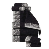 Wisteria Cotton Medium Weight Floral Jacquard Border 12 Piece Towel Set