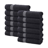 Brea Zero-Twist Cotton Ribbed Face Towel Set 12 Piece