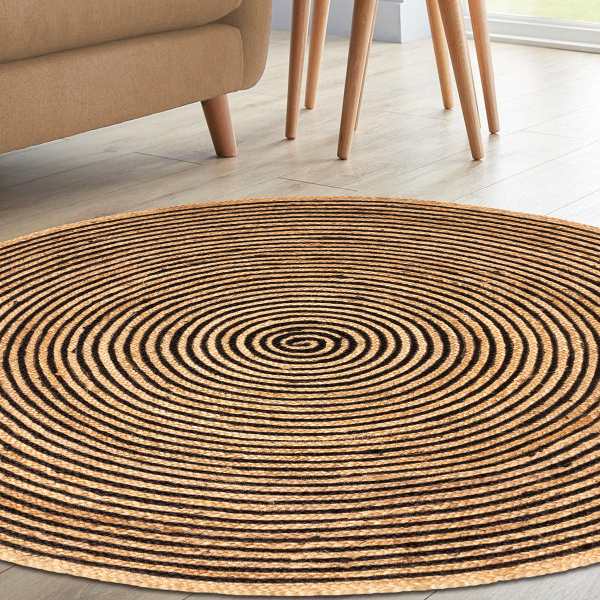 Braided Jute Reversible Round Indoor Outdoor Area Rug