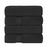 Zero Twist Cotton Solid and Jacquard Bath Towel Set of 4