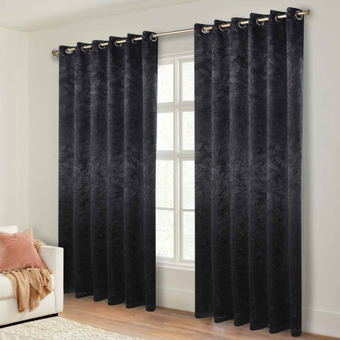 Blackout Curtains Leaves Pattern Room Darkening Grommet 2 Panels